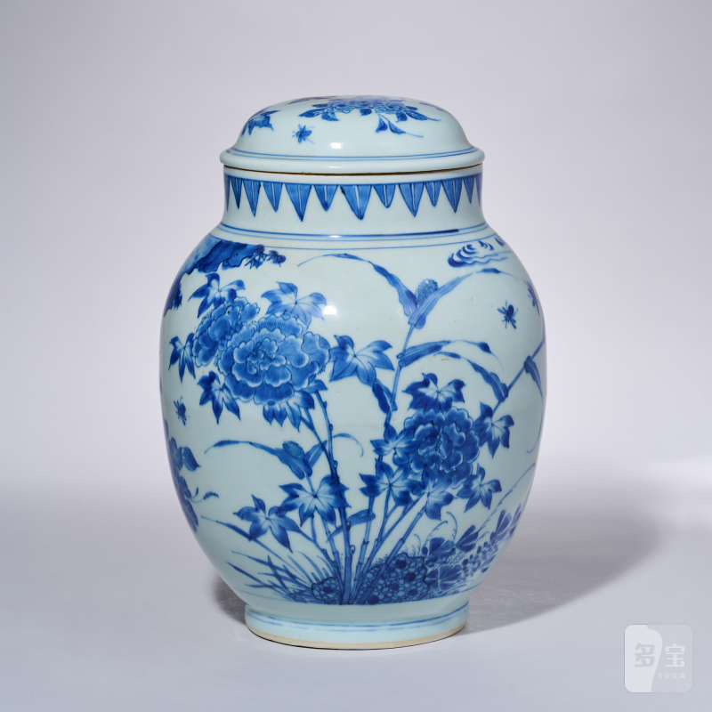 明崇祯 青花花鸟纹莲子罐 - 图5
